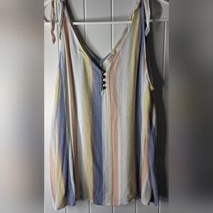 a.n.a. Sleeveless Blouse Womens Size XSmall Multicolor Striped Boho Top Large